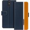 UOGNADGD Custodia in pelle a righe per Doogee BL7000 - Blu | 5.5 Custodia portafoglio flip con blocchi di colore, chiusura magnetica, supporto e portacarte