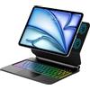 IVEOPPE Tastiera Magic per iPad Air 13 13 M4 2026/M3 2025/M2 2024/Pro 12.9 6-3 Gen | Cover Keyboard Touchpad Supporto Flottante, Magnetica 7 Colori Illuminato Colori Trackpad Tastiera Custodia, Nero