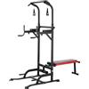 TLGREEN Power Tower multifunzione con panca pieghevole, barra per trazioni dip station, allenamento con la forza, allenamento a casa, fitness, con fasce per allenamento, capacità di carico fino a 200 kg
