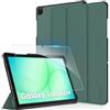 CACOE Custodia Cover Compatibile con Samsung Galaxy Tab A11+ / A11 Plus 11 Pollici 2025 SM-X236B/SM-X230, Ultra Sottile in Pelle con Vetro Temperato Ultra Sottile, Verde Notte