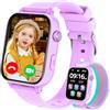 PTHTECHUS 4G Smartwatch Bambini GPS, Orologio Smartwatch per Bambino Bambina con Telefono, Videochiamata Chat Vocale Contapassi Camera Modalità Classe, Smart Watch Ragazza e Ragazzo 4-12 Anni (Lavanda-S2)