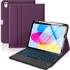 MoKo Custodia con Tastiera Multi-touch per iPad (A16) 11a Gen 11 Pollici 2025, Custodia per iPad 10a Gen 10,9" con Portapenne, Tastiera Bluetooth Staccabile Retroilluminata a 7 Colori, Viola Scuro