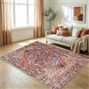 WUTONG Rosso Tappeto Vintage Salotto 80x150 cm Lavabile,Motivo Persiano Antiscivolo Pelo Corto,Passatoia Cucina Corridoio e Camera da Letto Morbido