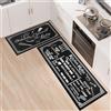 7VSTOHS Tappetini da cucina 2 pezzi, Tappeto Cucina Antiscivolo, Antiscivolo Impermeabile PVC Tappeti da Cucina, lavabile, Adatto per corridoi, cucine, bagni, 43x75+43x150cm