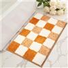KOEXM Tappeto da bagno 61 x 40,6 cm a scacchi arancione e bianco, tappetino da bagno per pavimento del bagno, antiscivolo, in peluche, lavabile, extra morbido, assorbente, in microfibra, tappetino da