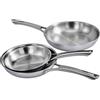 ROVSUN Set di Padelle in Acciaio Inox Triplo Strato, Pentole e Padelle Induzione Senza PFOA e PTFE, Stainless Steel Pan per Gas, Forno e Piastra a Induzione