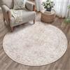 PureCozy Vintage Tappeto Rotondo Salotto 120x120cm Beige Antiscivolo