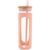 ibasenice Bicchiere con Coperchio e Cannuccia in Vetro Borosilicato da 600ml Rivestimento Isolante in Silicone e Bambù, Superficie Liscia per Housewarming