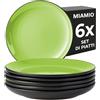 MIAMIO - Set 6 piatti piani in ceramica (26 cm) - Le Papillon (Verde)