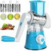PENRUNKA Grattugia Formaggio Maniglia Girevole Manuale con 3 Lame Tamburo Acciaio Inox Intercambiabili (Grattugiare/Affettare/Tritare), Mandolina Verdure Multifunzionale per Formaggio, Cetriolo, Carota, Patate