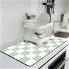 BLESWIN Tappetino Lavandino Cucina, 40 x 60 CM Tappetino Sotto Macchina Caffe con Retro in Gomma per Asciugare i Piatti, Tappetino Assorbente per Asciugare i Piatti per il Bancone della Cucina, Verde e Bianco