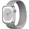 Apple Watch Series 8 Acciaio inossidabile 45 mm (2022) | GPS + Cellular | argento | Loop in maglia milanese color argento