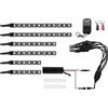 Sidaqi 6 pezzi Kit di strisce luminose a LED per moto RGB flessibile Luce al neon sotto il bagliore Telecomando senza fili per auto Harley LED Rock Light Impermeabile