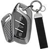 Rondrive Cover portachiavi adatta per MG MGS6 EV MG4 MG3 Hybrid+ MG5 MG6 MG7 S5 EV ES5 MG HS ZS Hybrid+ metallo chiave auto custodia portachiavi 3 tasti accessori fibra di carbonio nero