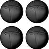 Powlamks Coprimozzo centrale con emblema adesivo per Tesla Model 3 Model Y, copertura per cerchioni, emblema e sfondo nero lucido (4 pezzi) (nero opaco)