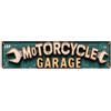 Papient Targa in metallo vintage con motivo moto e garage, per casa, bar, giardino, decorazione da parete per interni ed esterni, poster in metallo retrò, 10 x 40 cm