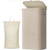 Lifewit Cesto portabiancheria pieghevole con coperchio, 100 l, telaio in plastica stabile, ideale per bagno e camera da letto, beige
