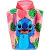 Disney Stitch Poncho Mare con Cappuccio per Bambini | Accappatoio Spugna 100% Cotone 280gr | Telo Mare 55x110 cm per Piscina e Spiaggia | Asciugamano Bambino Morbido e Assorbente [18240 Rosa]