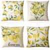 Foonary Cuscino esterno impermeabile, set di 4 federe 45 x 45 cm, in lino, con motivo limone e foglia, double face, per soggiorno, giardino, terrazza, balcone, poltrona, panca