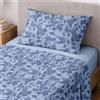 Ruggeri Set Lenzuola Completo Letto Singolo, in Microfibra Floreale Azzurro | 1 lenzuolo sopra di 160 x 290 cm, 1 lenzuolo con angoli di 90 x 200 cm con altezza angolo di 25 cm e 1 federa di 50 x 80 cm