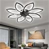 YUNZI LED Ventilatore da soffitto con luci e telecomando 66W Dimmerabile Luci del ventilatore a soffitto Moderno Lampada da soffitto per Salotto Camera da letto, Inversioni della ventola (Nero, 90CM)