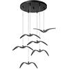 NSXBY Moderno Seagull Lampadario,Tipo Sporgendo Led Leggero,Adatto Per Ristorante Caffè Bar Decorazione Lampade,Resina Sospensione-Bianco Disco nero a 6 teste