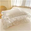 Generic Federe in Puro Cotone con Volant in Pizzo Shabby Chic Vintage, 2 Pezzi, Lusso Elegante con Chiusura a Busta, Stile Country Francese per Cuscino, Divano, Camera da Letto(Beige)