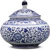 TIECHUINIUB Vasi di ceramica tradizionali cinesi Vaso di porcellana antico Vasi di fiori in ceramica Vaso di vaso di tempio blu e bianco Cina Ming Style-A