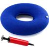 DAVIDJAMESCLARKE Cuscino gonfiabile per seduta, cuscino ad anello, cuscino per emorroidi, medico, comodo, ergonomico, gonfiabile, rotondo con gonfiatore, cuscino a ciambella per auto, viaggi, ufficio (blu)