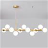 NSXBY Moderno Finitura In Ottone Sfera Di Vetro Durante La Luce Metà Del Secolo Oro Regolabile Lampadario L,Modernoa Lampada Di Fagioli Magici A Lunga Barra Di Lusso Di Lusso Minimalista-Bianco latte 11 tes