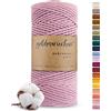 goldmariechen Rose (rosa) Corda macramè premium 3 mm x 100 m, 100% cotone, filo di cotone per fai da te, decorazione murale, acchiappasogni e artigianato