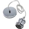 HTRUIYATY E27 Lampade A Sospensione Accessori 1 Metro Regolabile Portalampade A Sospensione Vintage Cavo Porta Lampada Fai-Da-Te per Sala da Pranzo, Soggiorno-D'argento