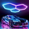 VLUMIERE Luci esagonali RGB 3Hex plafoniera a nido d'ape per garage, | Plafoniera con sincronizzazione musicale, controllo tramite app e telecomando, per ale gaming, studi, palestre, bar e feste.