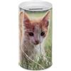 makio Salvadanaio Lattina per bambini Cuccioli Cani e Gatti. Salvadanaio Originali in Lattina con Coperchio per bambini che può essere utilizzato anche come contenitore per matite. (gattino bianco)