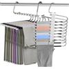Hisdricus Grucce per pantaloni a 9 ripiani, grucce pantaloni salvaspazio pieghevoli in acciaio inox,antiscivolo e multifunzionali, adatte a pantaloni, jeans e abiti (nero)
