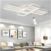 LIUYU Lampadario Soggiorno, L140cm 95W, Plafoniera LED Soffitto Moderno Dimmerabile con Telecomando, Rettangolo Alluminio, (Bianco)