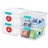Iris Ohyama, Scatola Portaoggetti in Plastica con Coperchio, 11 L, Set da 4, Turchese, Chiusure a Clip, Impilabile, per Scarpe, Bagno, Sala Giochi, Camera, COB-11