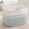 MYHOMMATTO Grande cesto per biancheria intrecciato in corda di cotone, 100L, contenitore con maniglie, per coperte, abiti, giocattoli, cesto per cameretta o soggiorno, 60x40x40 cm, bianco e verde tenue