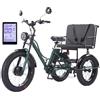 Generic Triciclo elettrico per adulti con pneumatici larghi, 7 velocità, 24" con sedile passeggero, display LCD, faro e batteria rimovibile da 48 V/18 Ah per città/montagna, colore verde.