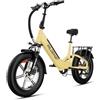 WILDEWAYEBIKE Bicicletta Elettrica Pieghevole 20 Fat Bike 250W, Batteria Rimovibile 48V 15Ah, Autonomia fino, Cambio 7 Velocità, Freni Idraulici, Display LCD, E-Bike Uomo Donna Città Trekking Fuoristrada, Yellow
