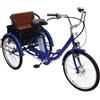 Generic Triciclo per adulti a 3 ruote, altezza regolabile 24, bicicletta cruiser con cestino per anziani - Shopping e tempo libero, portata 110 kg, blu
