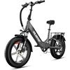 WILDEWAYEBIKE Bicicletta Elettrica Pieghevole 20 Fat Bike 250W, Batteria Rimovibile 48V 15Ah, Autonomia fino, Cambio 7 Velocità, Freni Idraulici, Display LCD, E-Bike Uomo Donna Città Trekking Fuoristrada, Gray