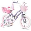 Glerc Bicicletta per Bambini 14 Pollici per Ragazze di 3 4 5 Anni, Stile Principessa con Nappe del Manubrio & Cestino & Rotelle di Supporto, Viola