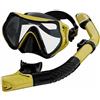 Aymzbd Maschera Subacquea Bambini Occhialini Piscina Visore Immersione Silicone Lente Trasparente Funzione Anti-perdita Adatta per Sport Acquatici Snorkeling, Giallo, Maschera+Boccaglio
