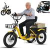 Generic Triciclo elettrico pieghevole per adulti, batteria da 48 V 13 Ah, autonomia di 44 km, pneumatici 18x3.0, faro a LED, clacson, cestini anteriori e posteriori per la spesa e i picnic.