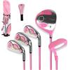 FJMQHU Kit da Golf per Bambini - Set Completo da Pezzi con Sacca e Accessori per Giovani Golfisti - per divertimento, Rosa Principessa, Altezza 110-135 cm
