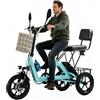 Generic Triciclo elettrico per adulti, pieghevole da 14 pollici, con batteria al litio rimovibile da 10,4 Ah, cestino capiente, portata massima 150 kg, colore blu.