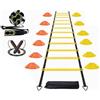 Baoblaze Scaletta Agility Sportiva Set Allenamento Velocità Coordinazione Controllo Piedi con Coni E Corda per Saltare in PP E Nylon 12 Pioli Regolabili Adatta a Calcio Basket Football Palestra Parco