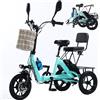 Generic Triciclo elettrico pieghevole resistente per adulti, batteria rimovibile da 48 V 10 Ah, portata 180 kg, sedile passeggero e cestino, e-bike verde portatile per pendolarismo