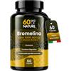 60 Days Of Nature Bromelina Forte Ultra 5000 GDU/g | Integratore Alimentare Drenante Forte Gambe Gonfie | 60 Capsule da 550mg | Estratto di Ananas Gambo | Vegano, Senza Glutine e Senza Lattosio | 2 Mesi di Copertura
